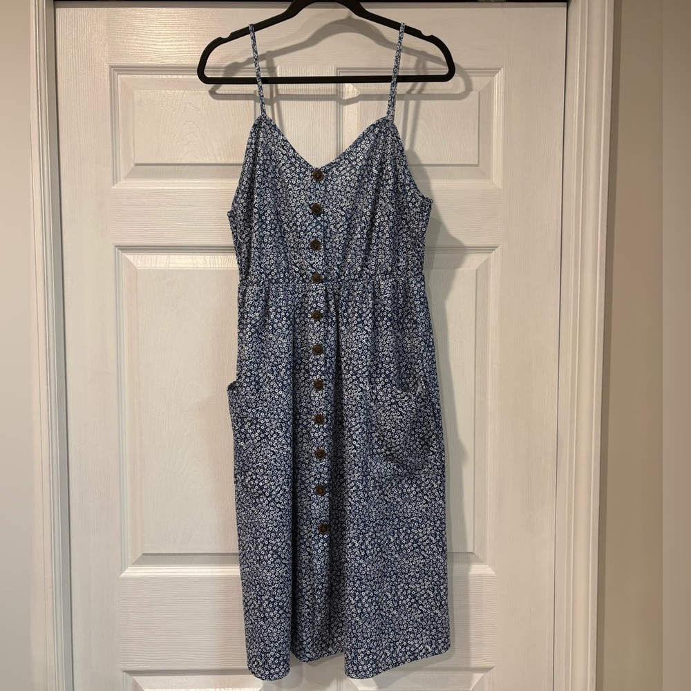 Blue Floral Button-Down Dress